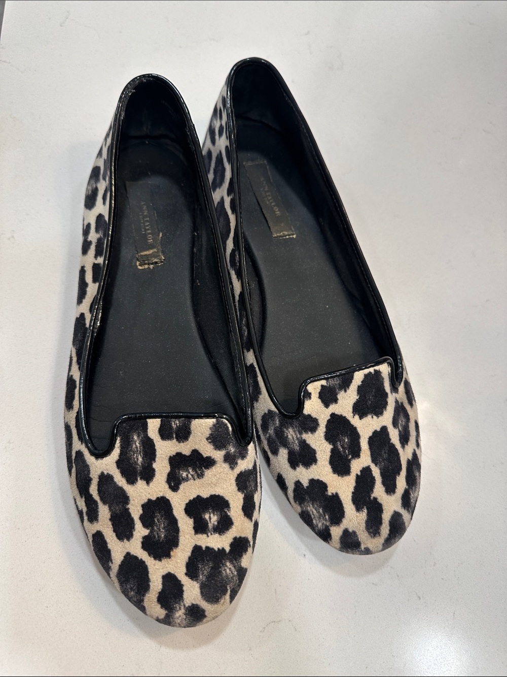 Black and Cream Leopard Print Pointed Flats